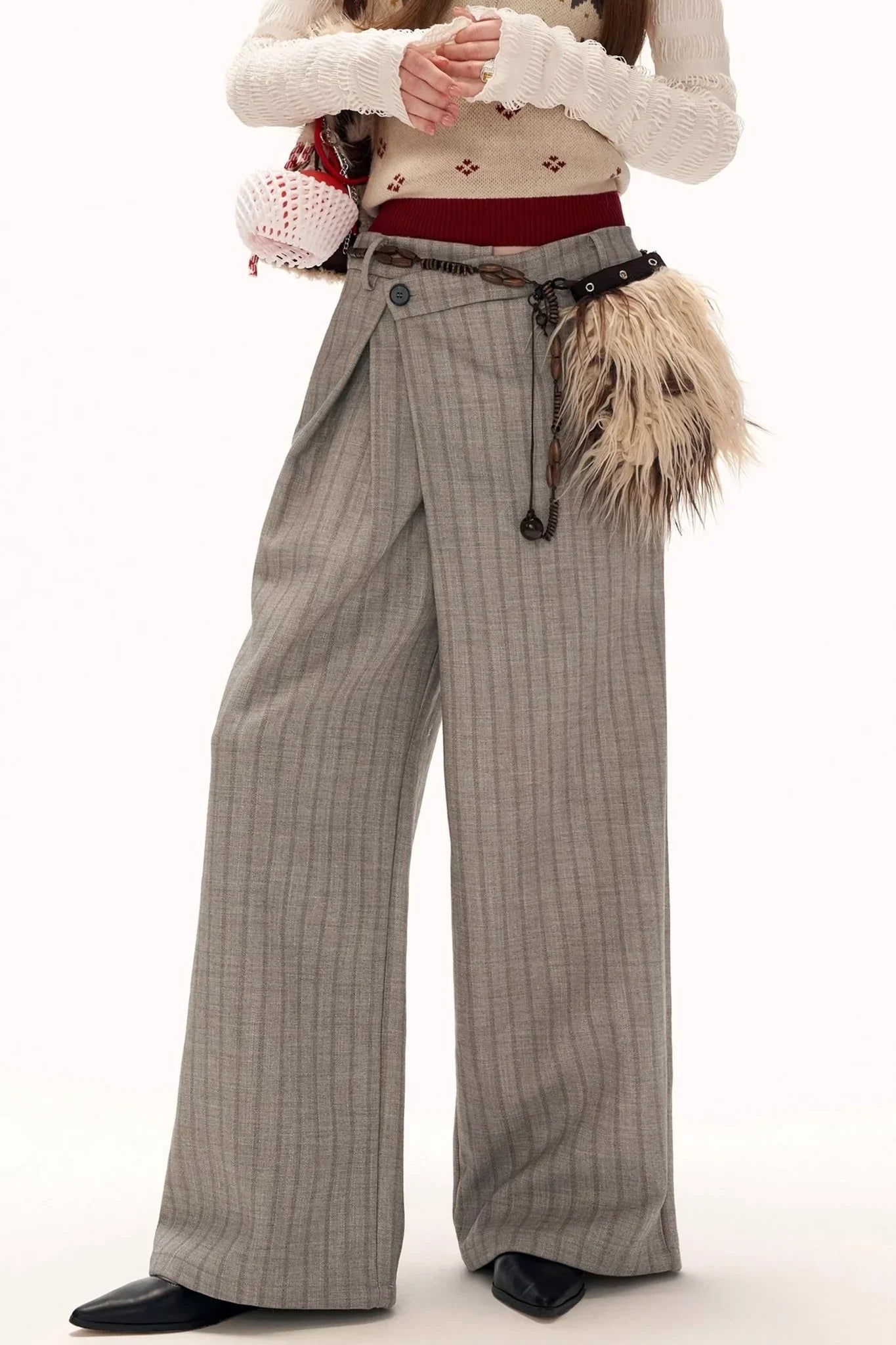Deconstructed Patchwork Pleated Trousers