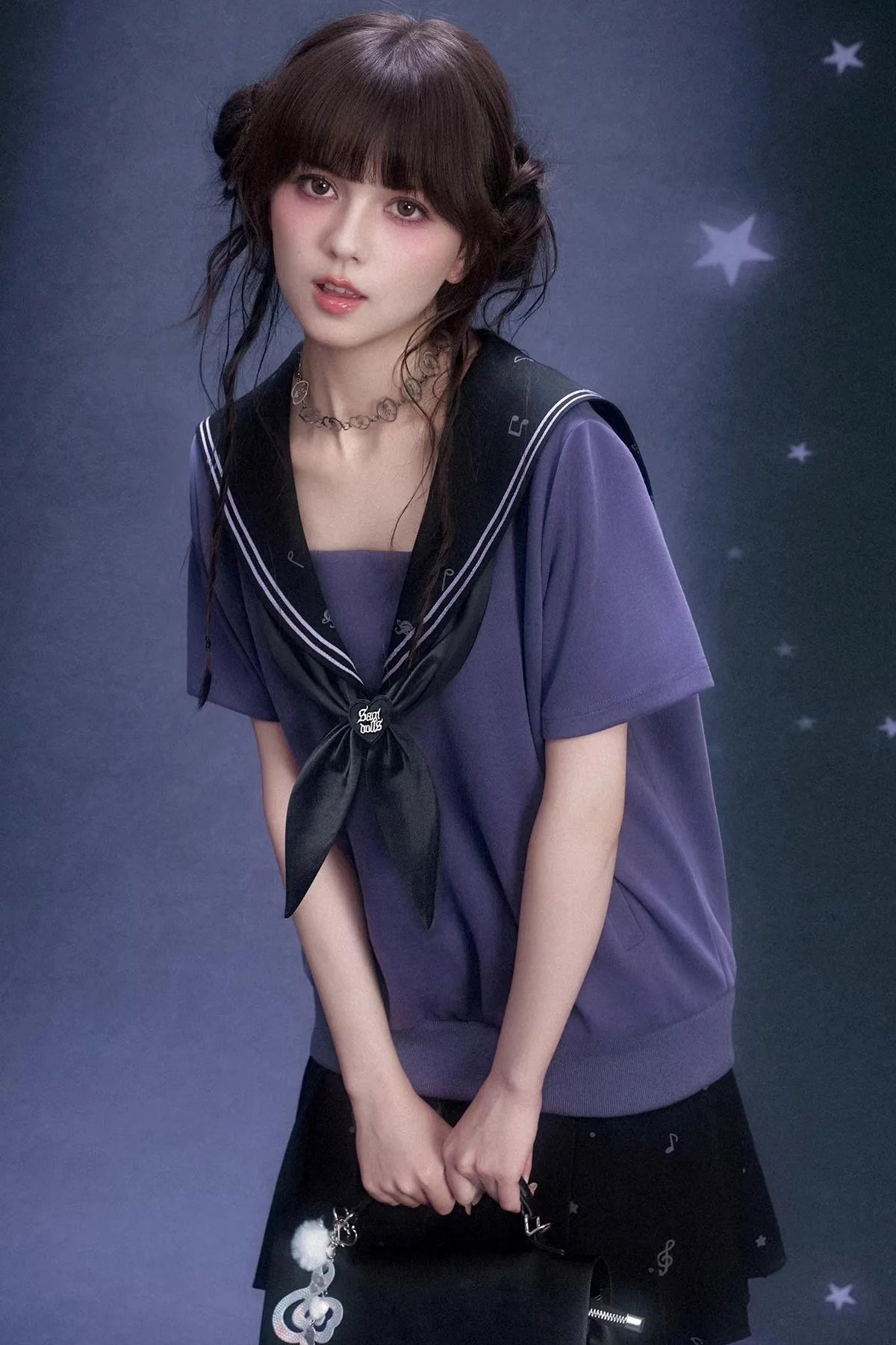 Deep Purple Sailor Collar Dress