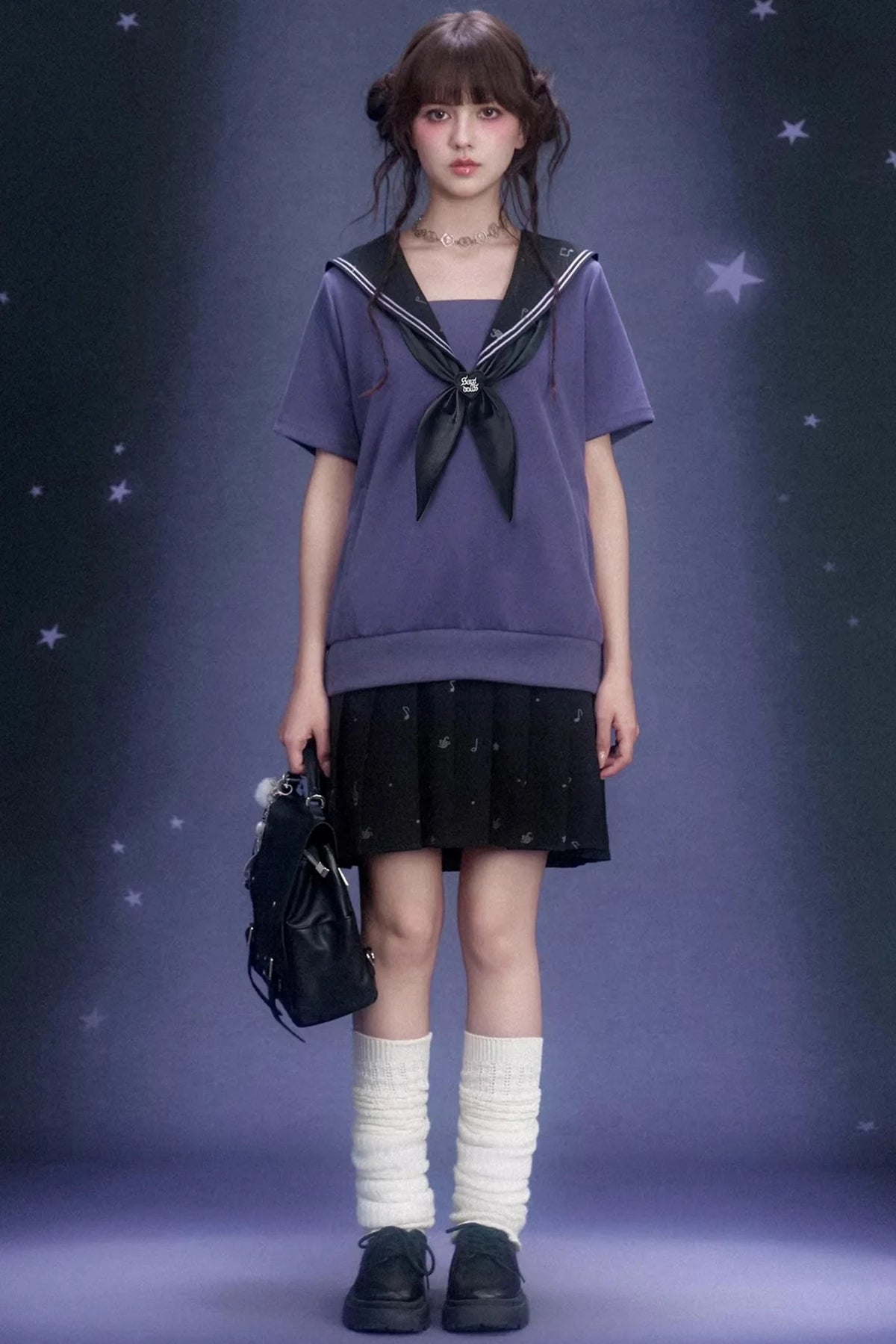 Deep Purple Sailor Collar Dress