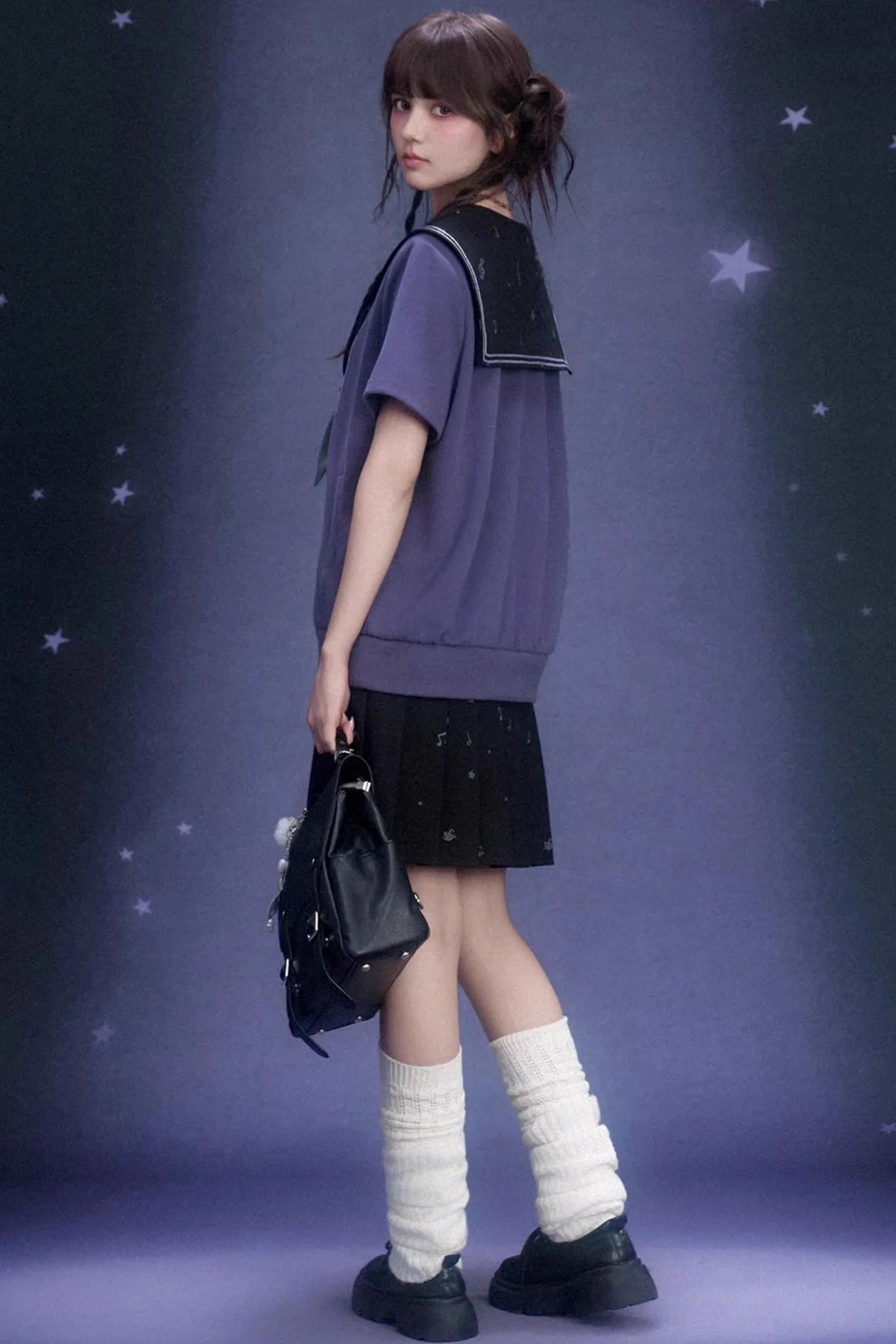 Deep Purple Sailor Collar Dress