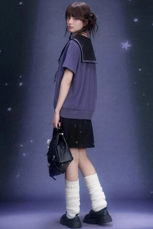 Deep Purple Sailor Collar Dress