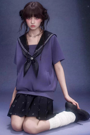 Deep Purple Sailor Collar Dress
