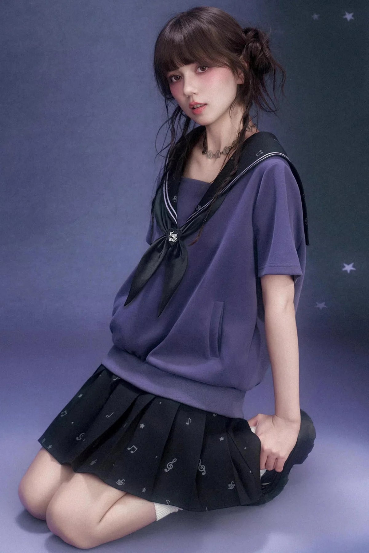 Deep Purple Sailor Collar Dress