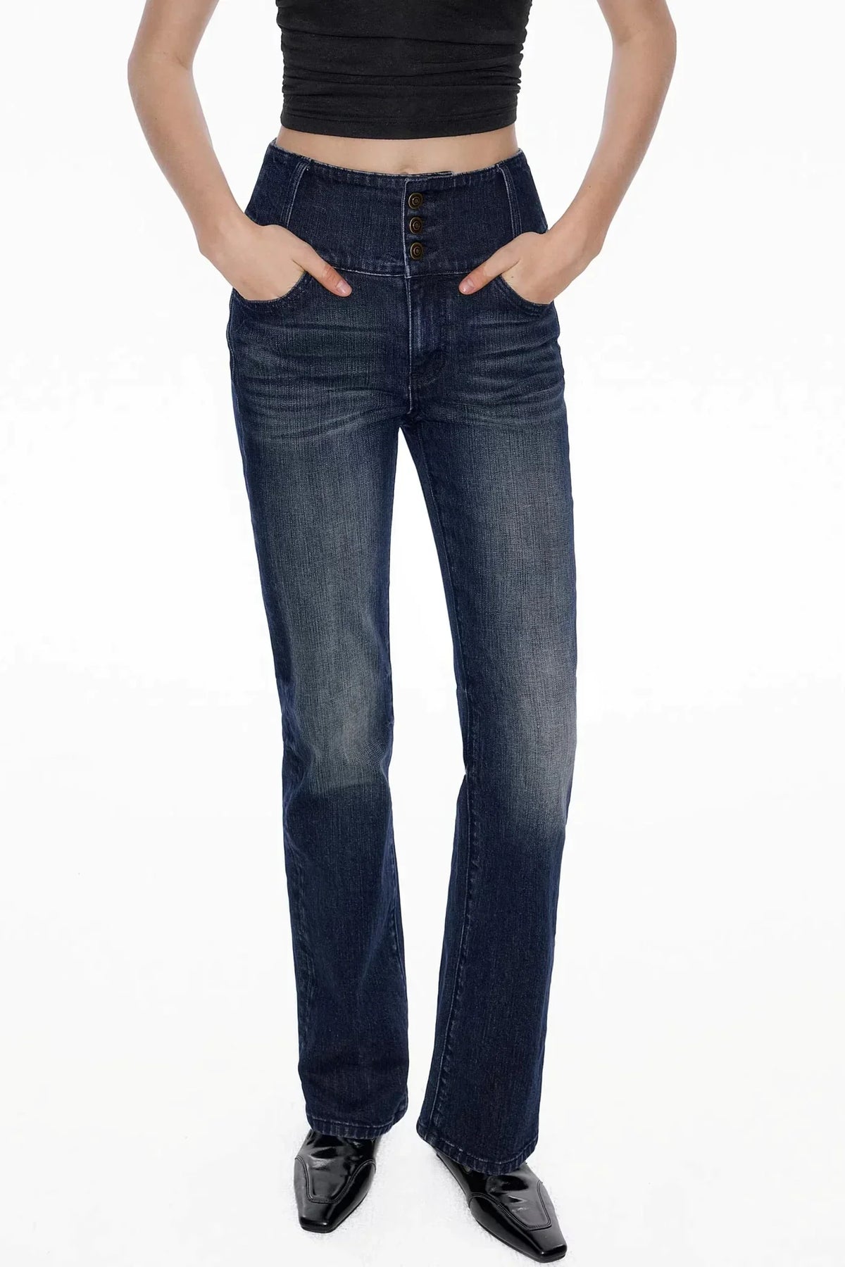 Deep Sea Blue Vintage Denim Pants