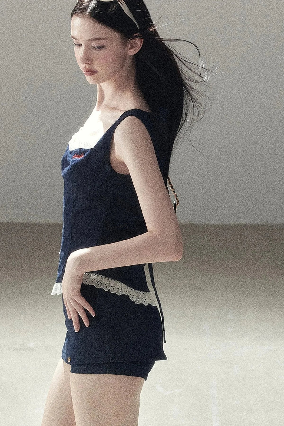 Deep Sea Denim Camisole And Shorts Set-Up