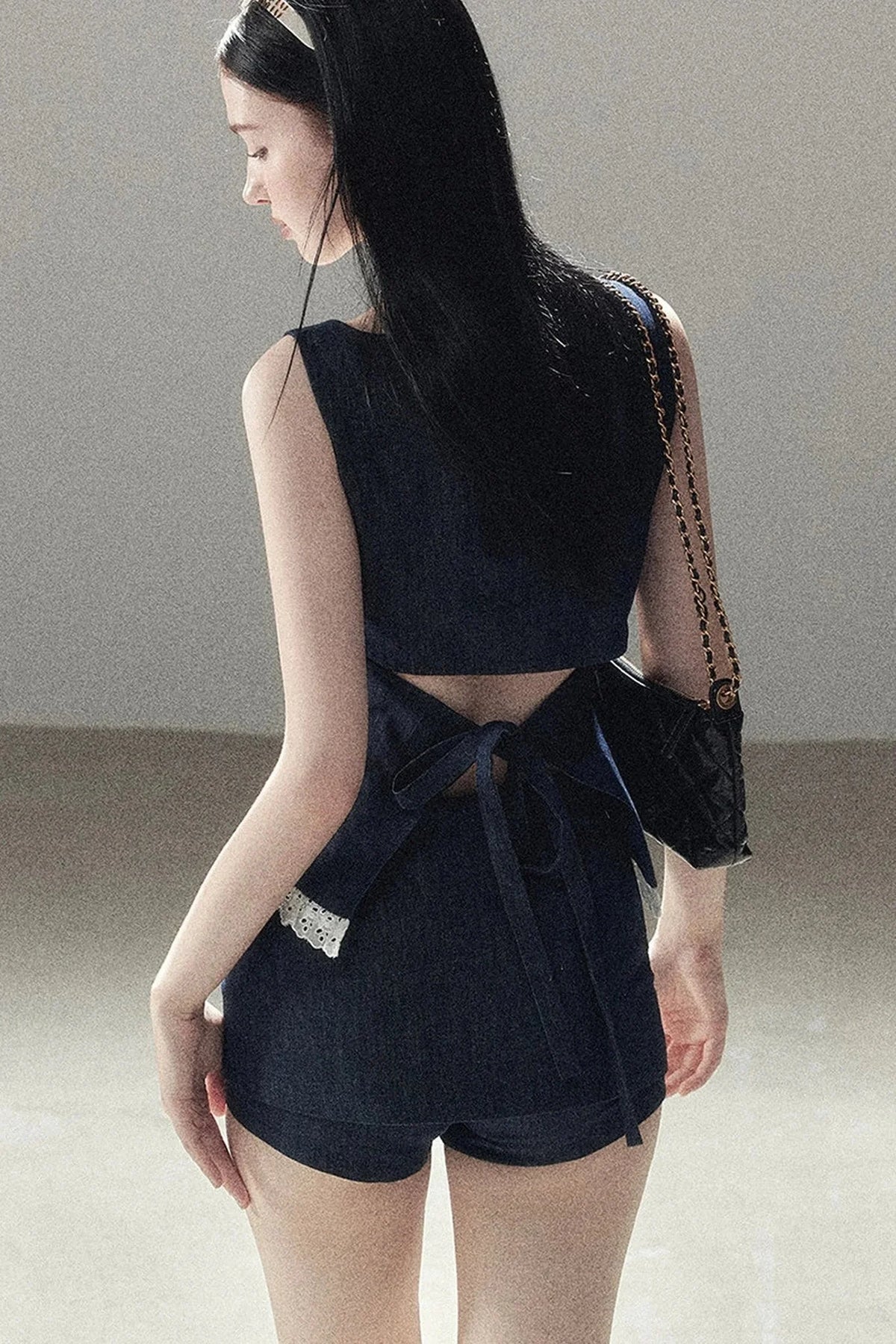 Deep Sea Denim Camisole And Shorts Set-Up