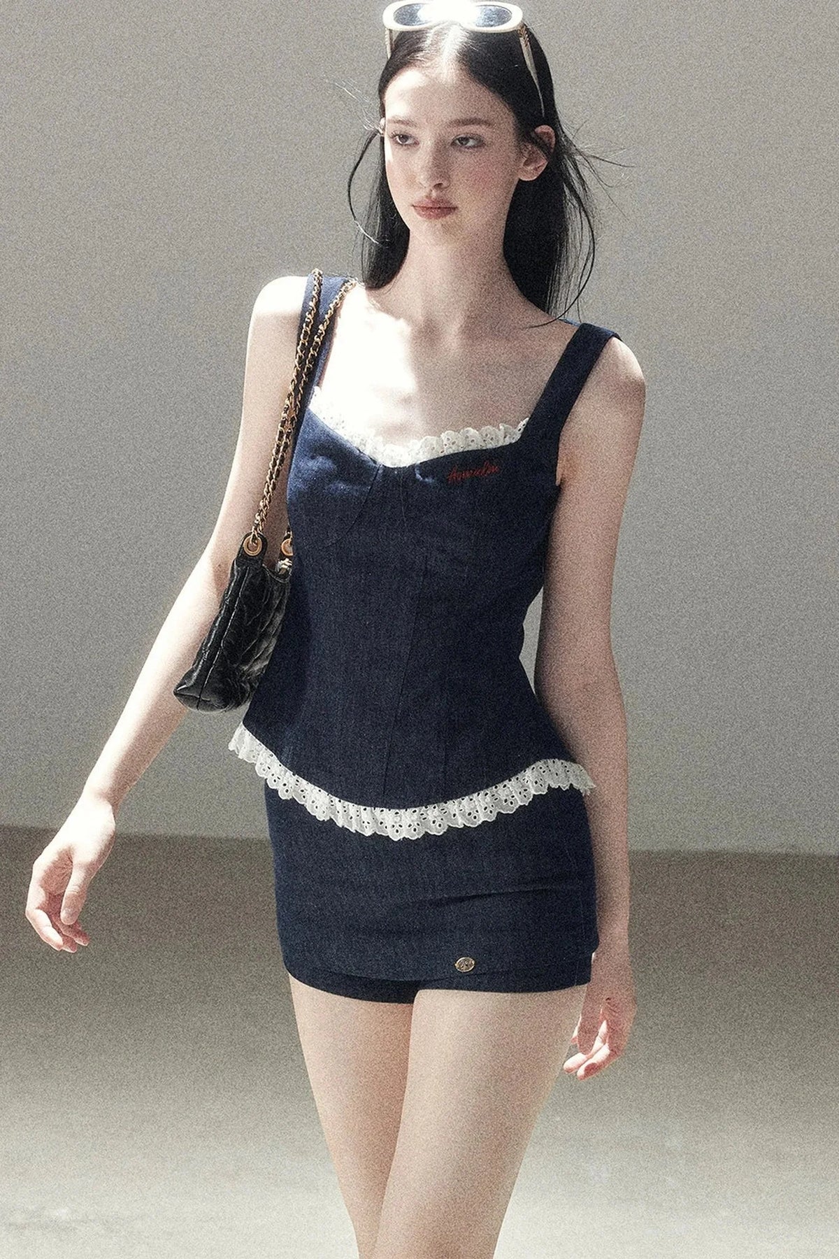 Deep Sea Denim Camisole And Shorts Set-Up
