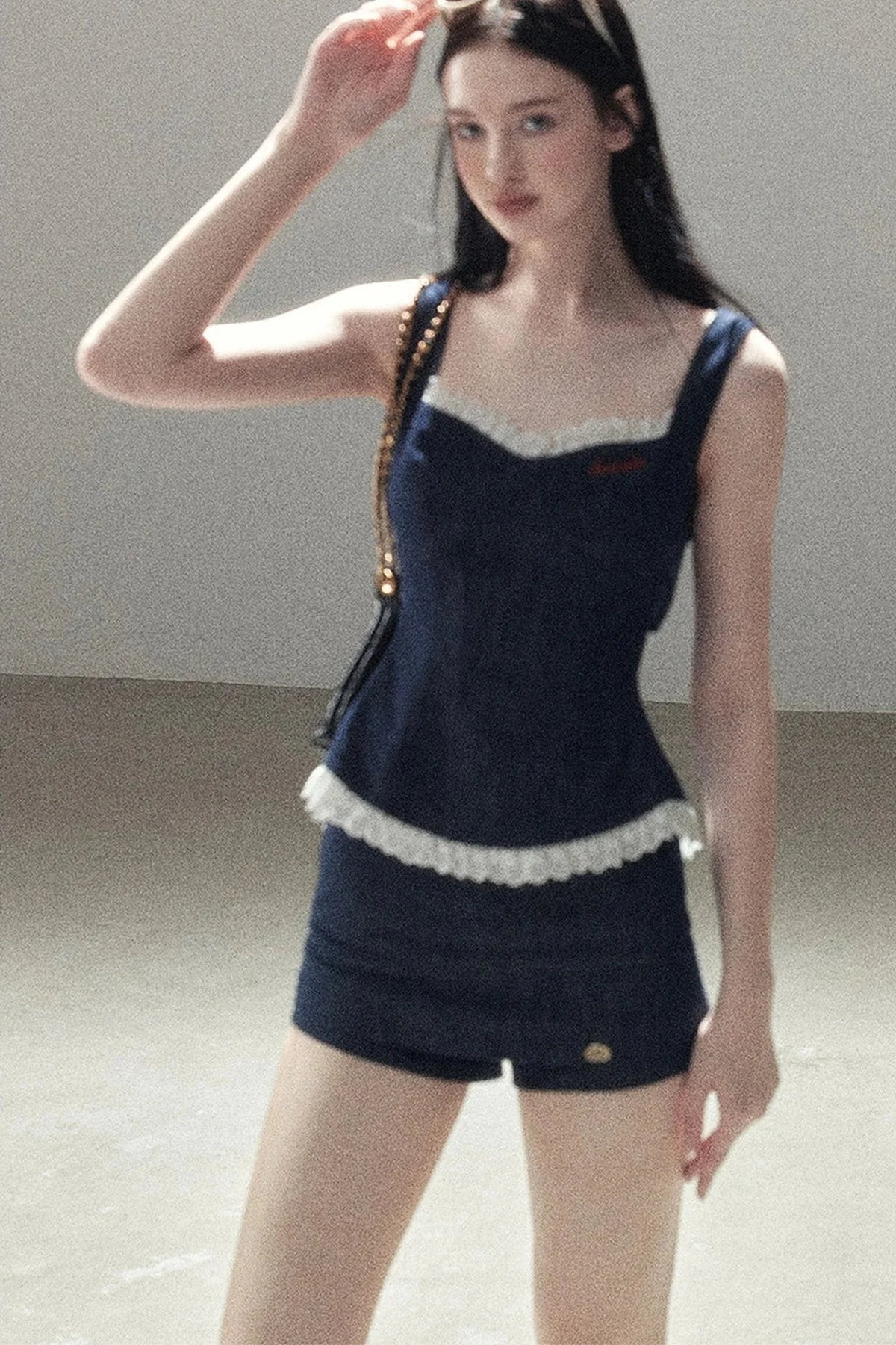 Deep Sea Denim Camisole And Shorts Set-Up