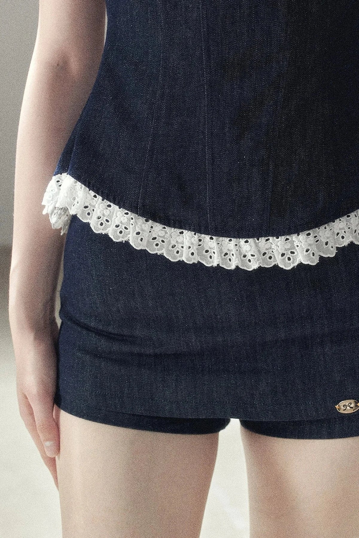 Deep Sea Denim Camisole And Shorts Set-Up