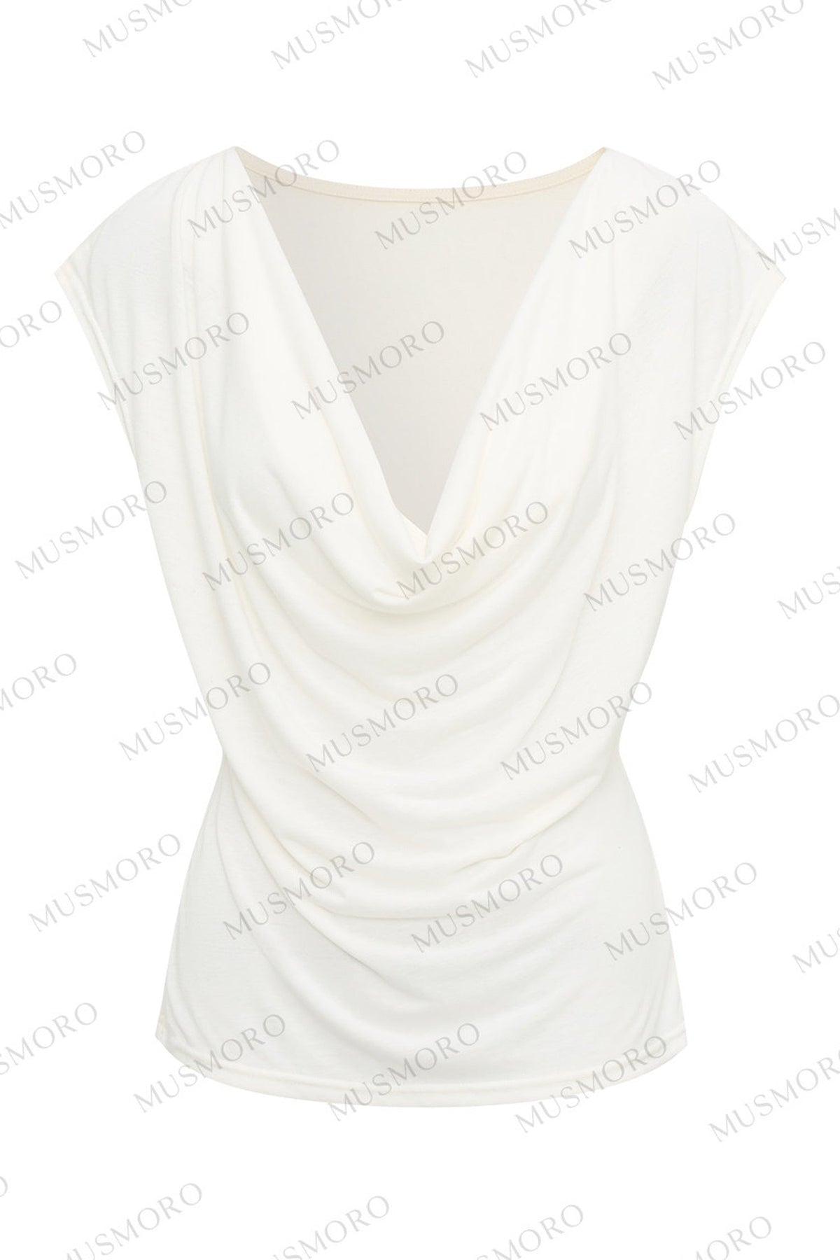 Deep V-Neck Short-Sleeve Ramie Top and Camisole Set