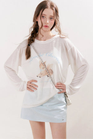 Deer Print Lyocell Loose T-Shirt Set-Up