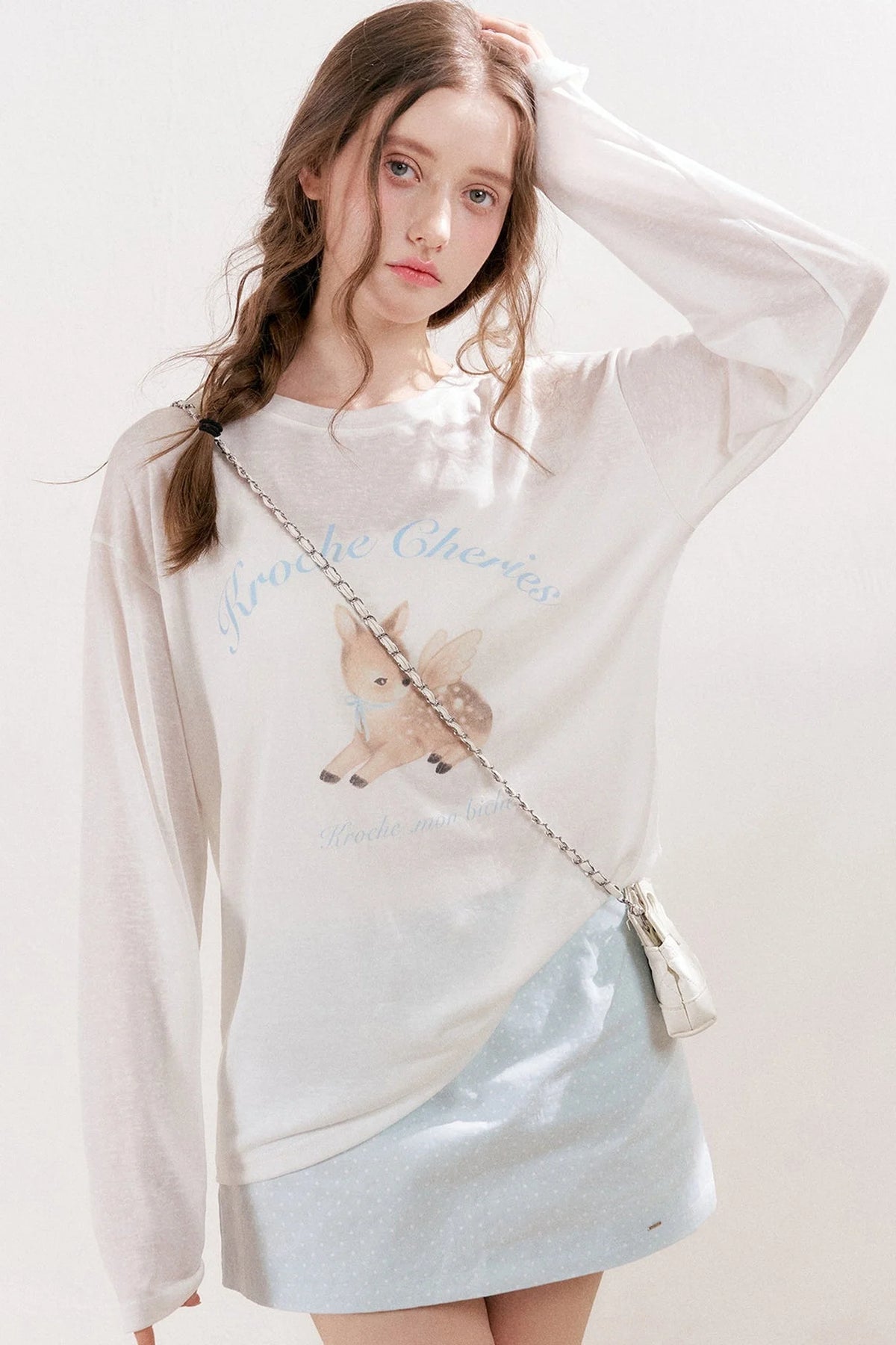 Deer Print Lyocell Loose T-Shirt Set-Up