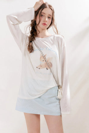Deer Print Lyocell Loose T-Shirt Set-Up