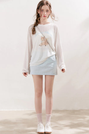 Deer Print Lyocell Loose T-Shirt Set-Up