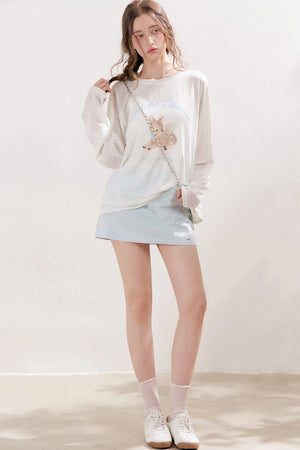Deer Print Lyocell Loose T-Shirt Set-Up