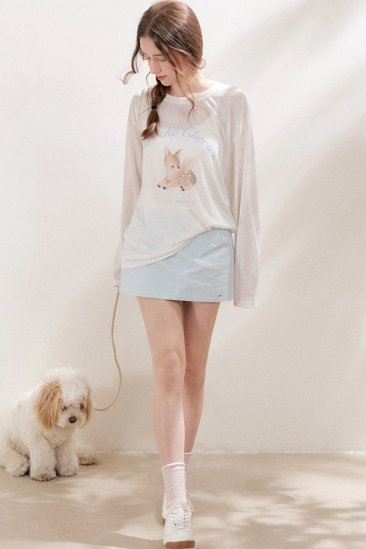 Deer Print Lyocell Loose T-Shirt Set-Up
