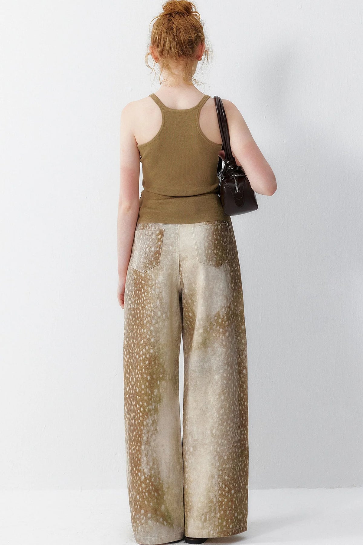 Deer Print Wide Leg Pants