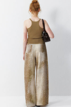 Deer Print Wide Leg Pants