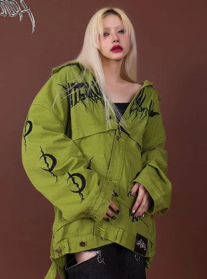 Denim disassemble embroidered coat