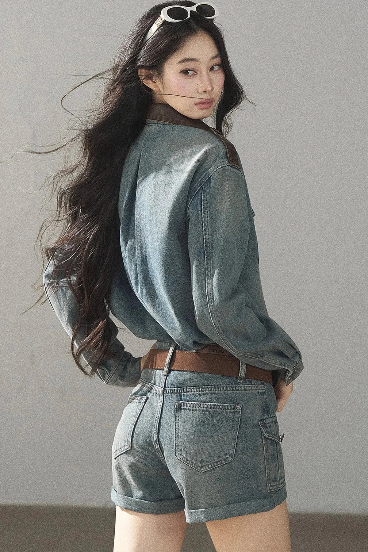 Denim Jacket Shirt And Cargo Shorts Set-Up