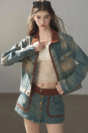 Denim Jacket & Skirt Suit Set-Up