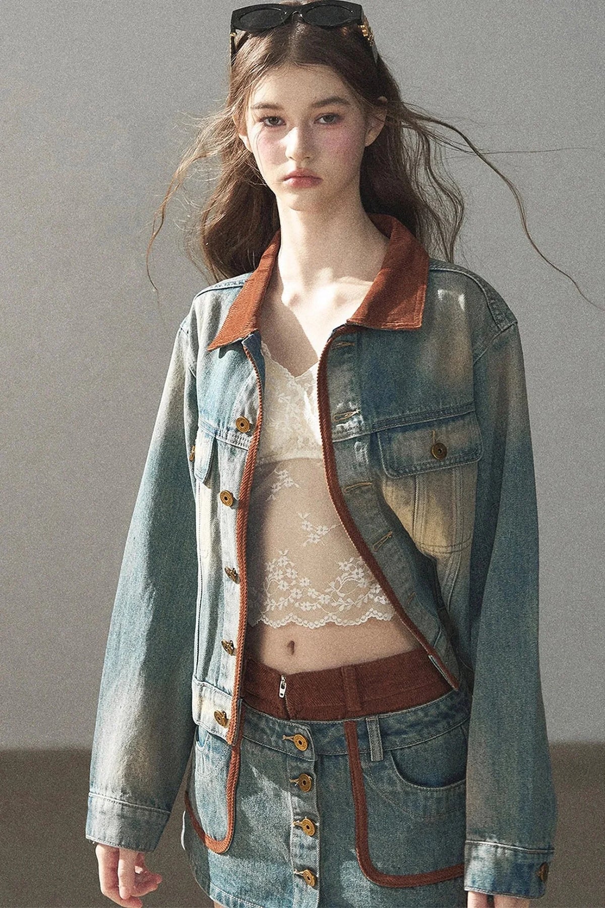 Denim Jacket & Skirt Suit Set-Up