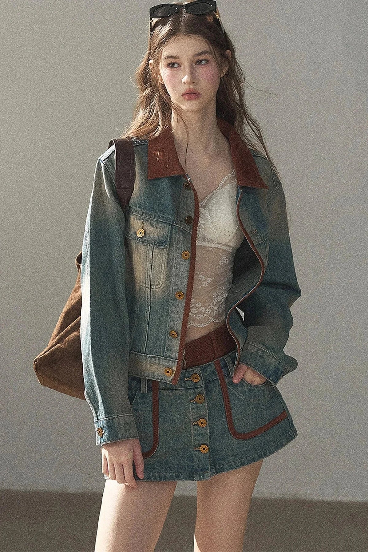 Denim Jacket & Skirt Suit Set-Up
