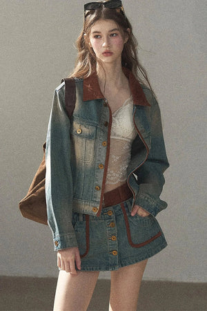 Denim Jacket & Skirt Suit Set-Up