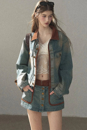 Denim Jacket & Skirt Suit Set-Up