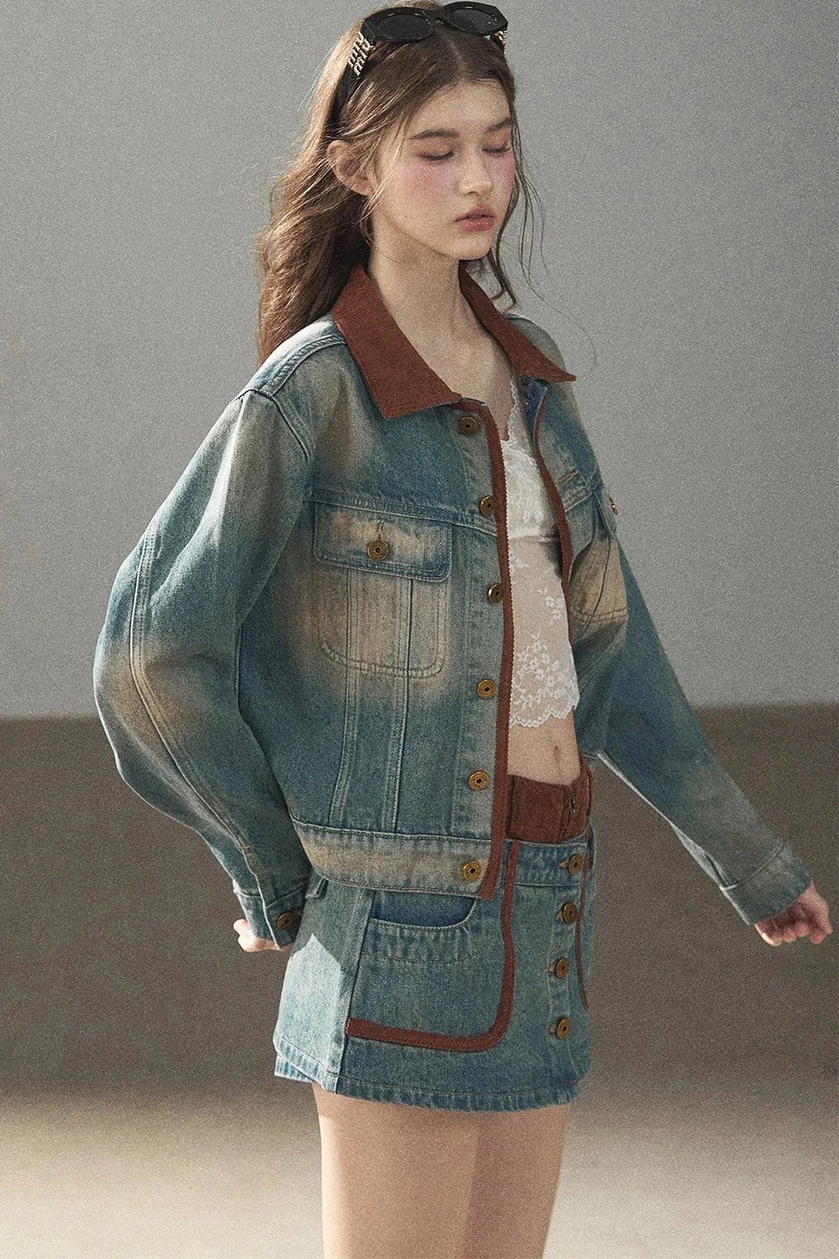 Denim Jacket & Skirt Suit Set-Up