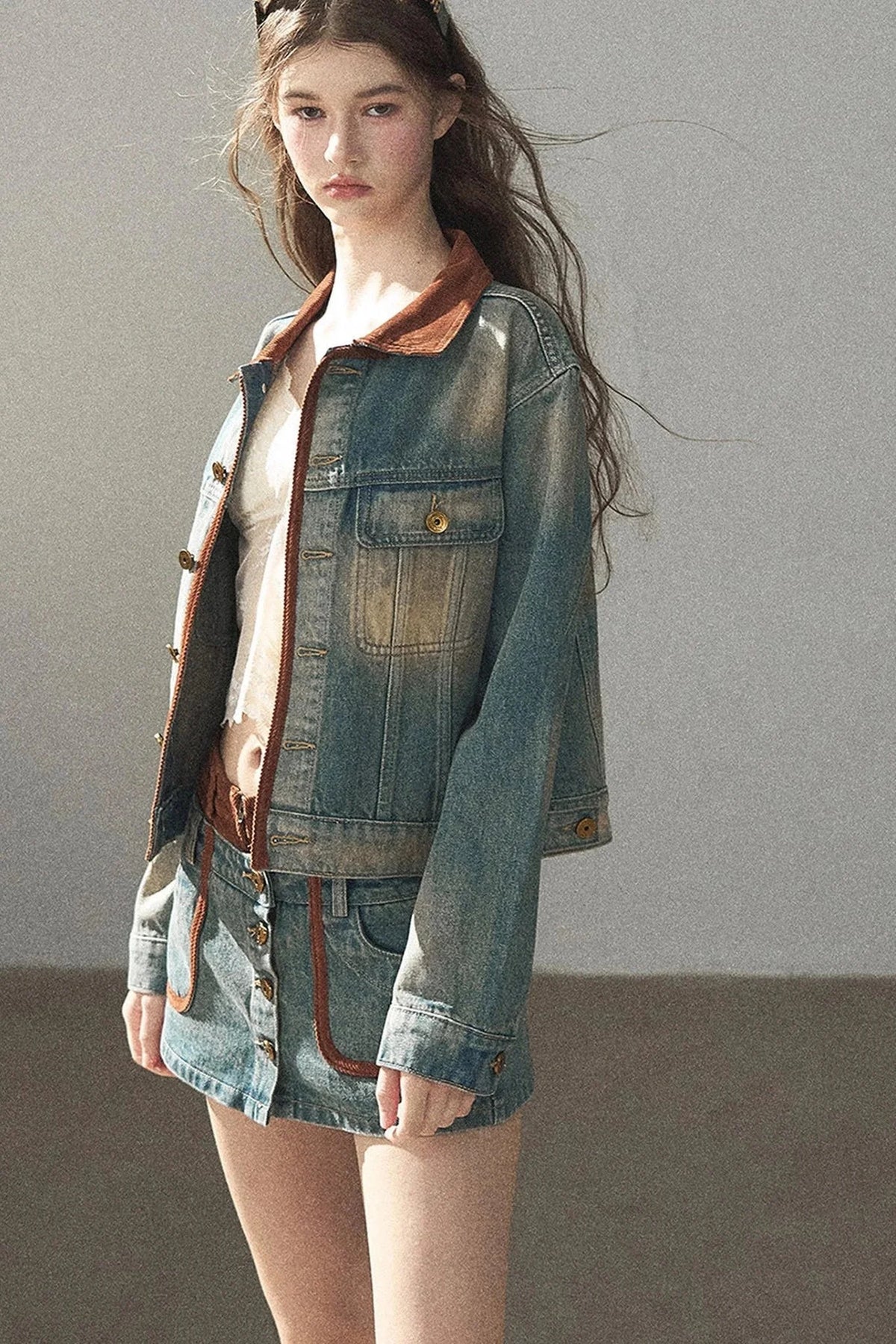 Denim Jacket & Skirt Suit Set-Up