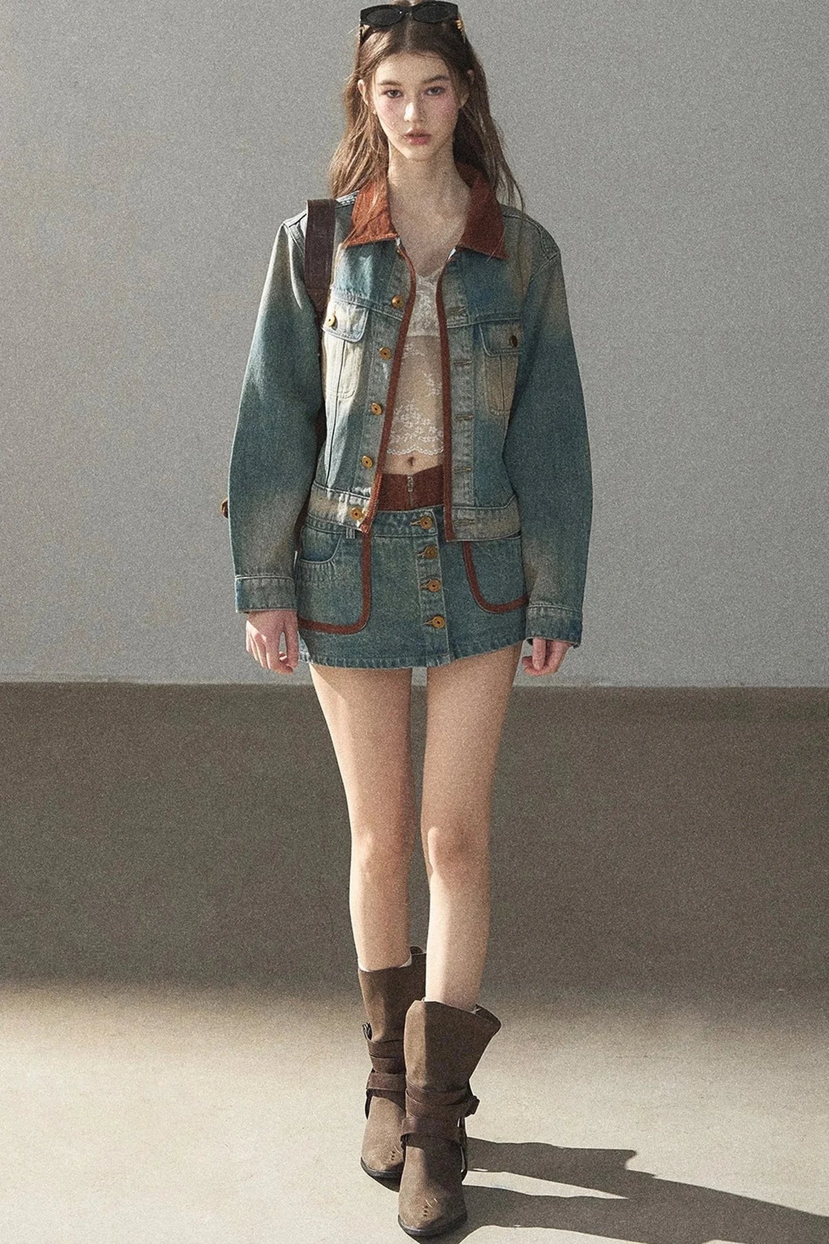 Denim Jacket & Skirt Suit Set-Up