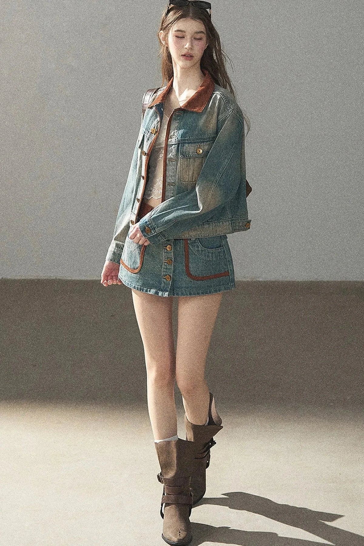 Denim Jacket & Skirt Suit Set-Up