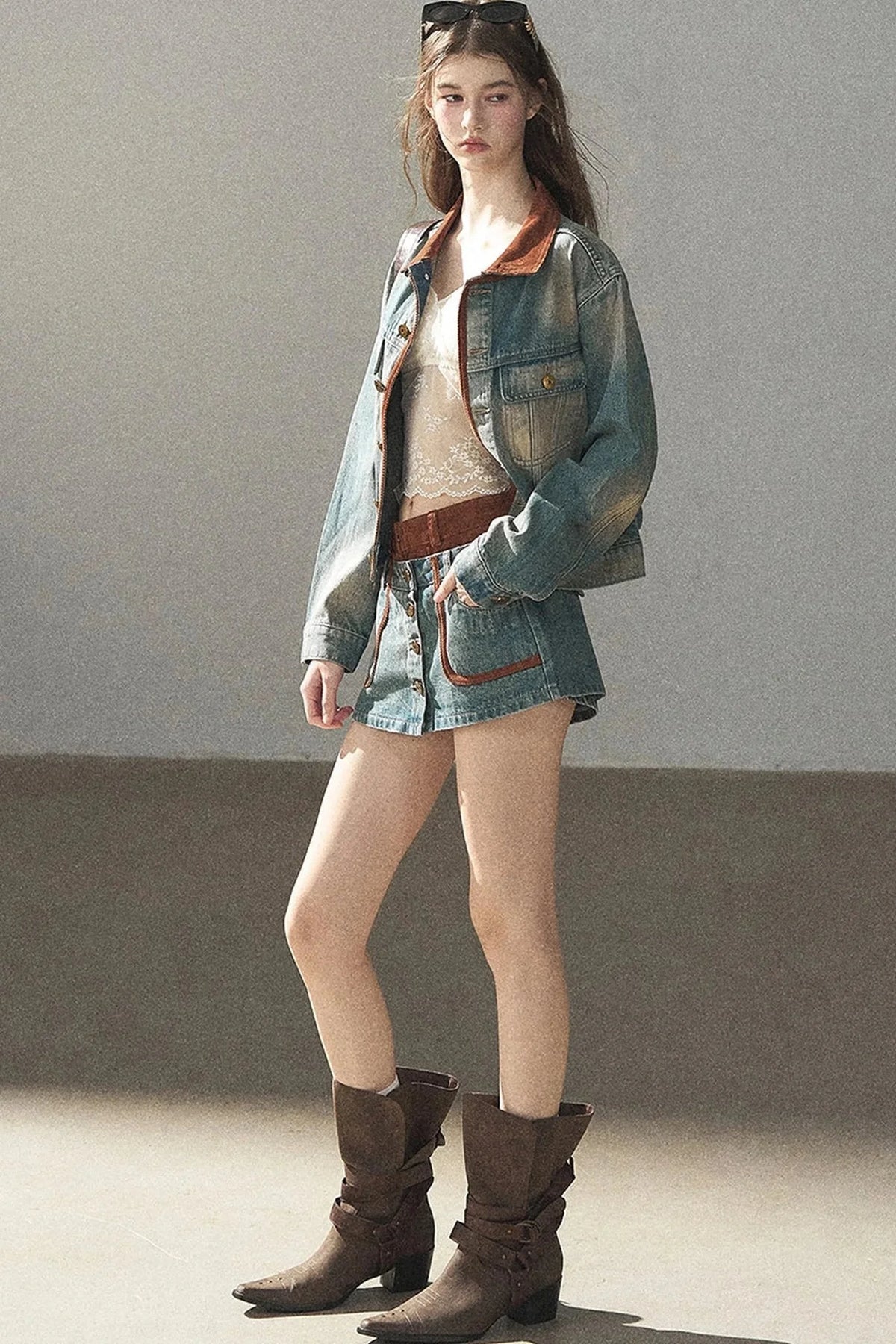 Denim Jacket & Skirt Suit Set-Up