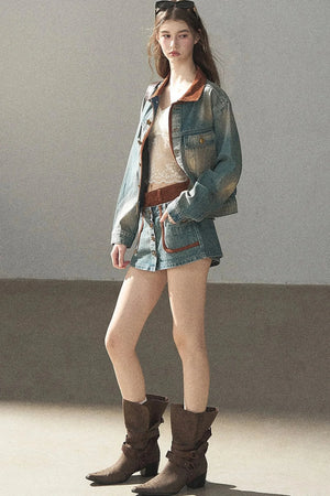 Denim Jacket & Skirt Suit Set-Up