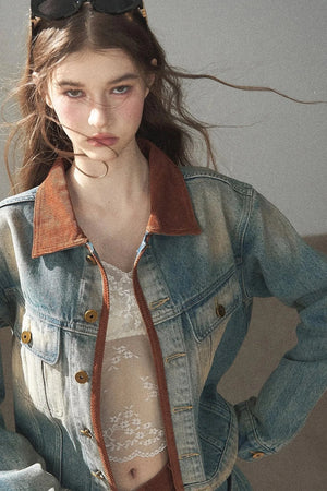 Denim Jacket & Skirt Suit Set-Up
