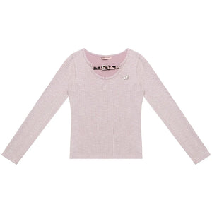 Design Leopard Print Long Sleeve Knit Shirt