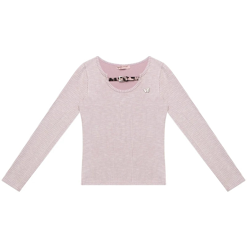Design Leopard Print Long Sleeve Knit Shirt