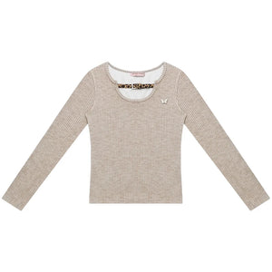 Design Leopard Print Long Sleeve Knit Shirt