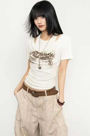 Design Neck Short Top