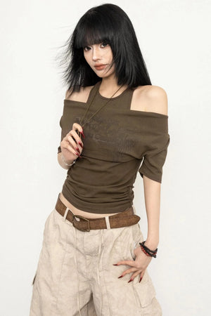 Design Neck Short Top