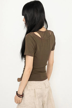 Design Neck Short Top
