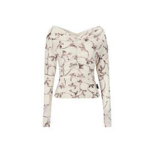 Design Pleated One Shoulder Long Sleeve Top
