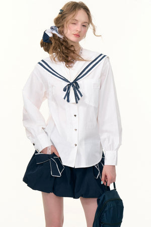 Design Sense Collar Belt Shirt