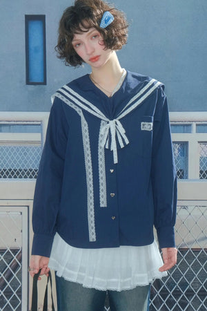 Design Sense Collar Belt Shirt