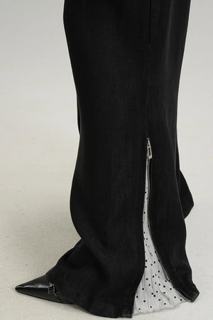 Designer Lace-Trimmed Pants