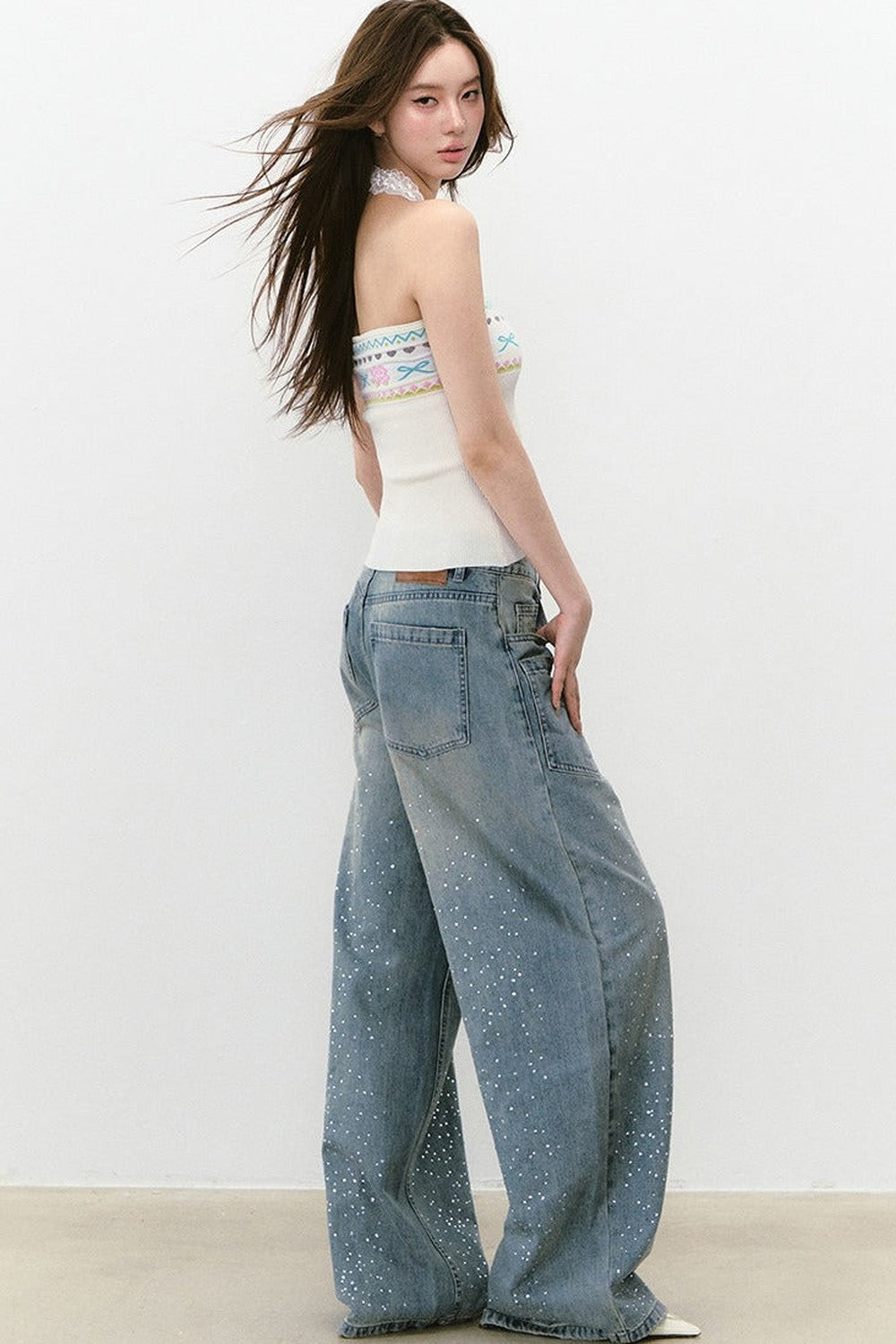 Designer Woolen Floral Halter Top