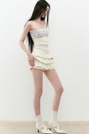 Designer Woolen Floral Halter Top