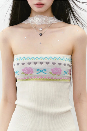Designer Woolen Floral Halter Top