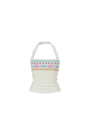 Designer Woolen Floral Halter Top